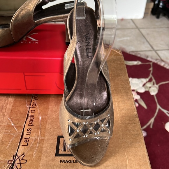 VanEli Slingback Rhinestone Pumps in Dark Gold Leather - Picture 3 of 15